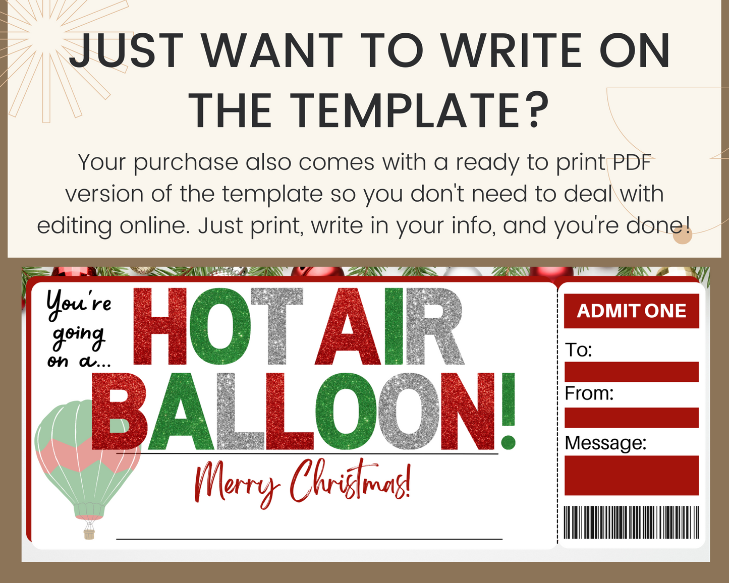 Christmas Hot Air Balloon Gift Ticket