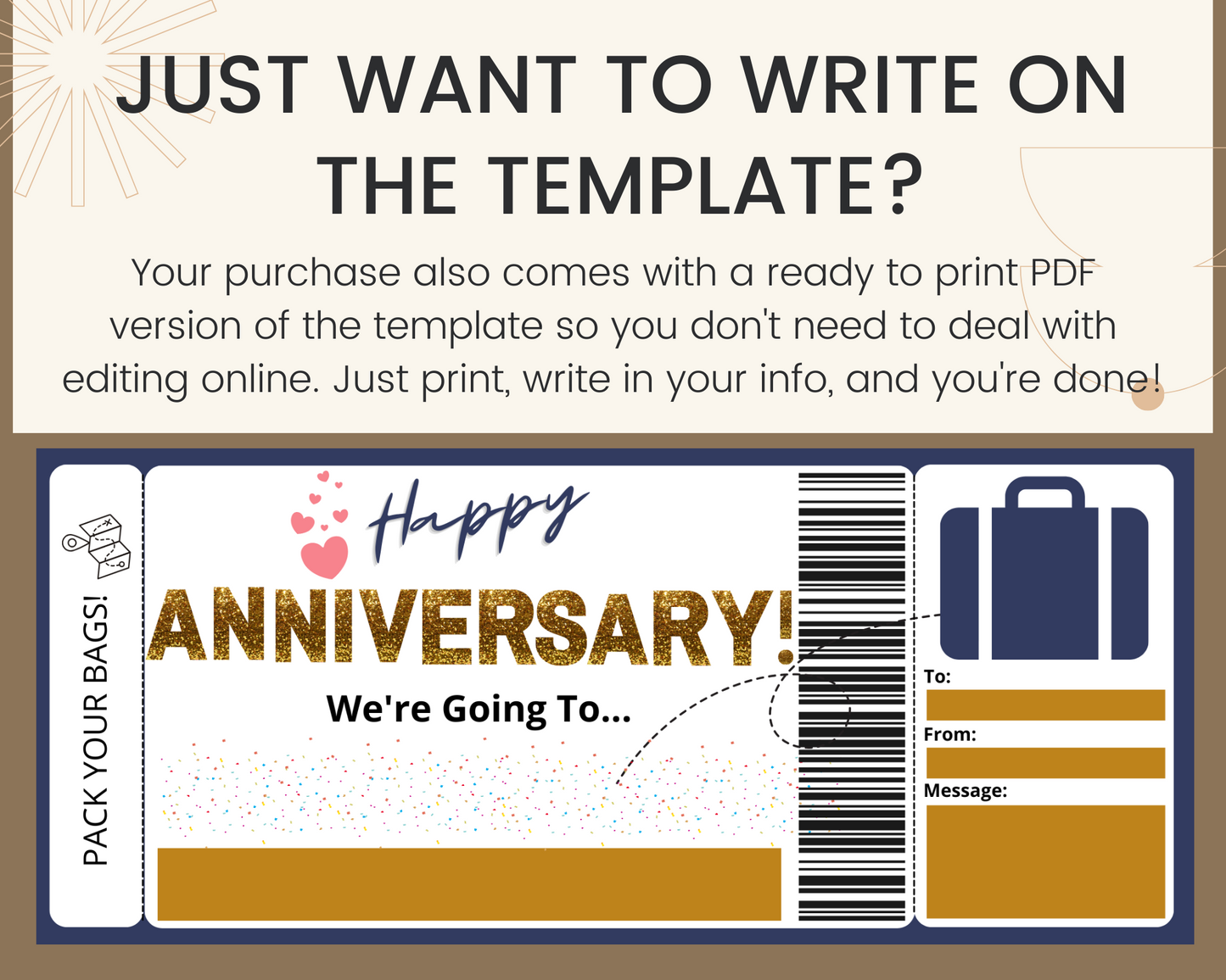 Anniversary Boarding Pass: Surprise Vacation Gift
