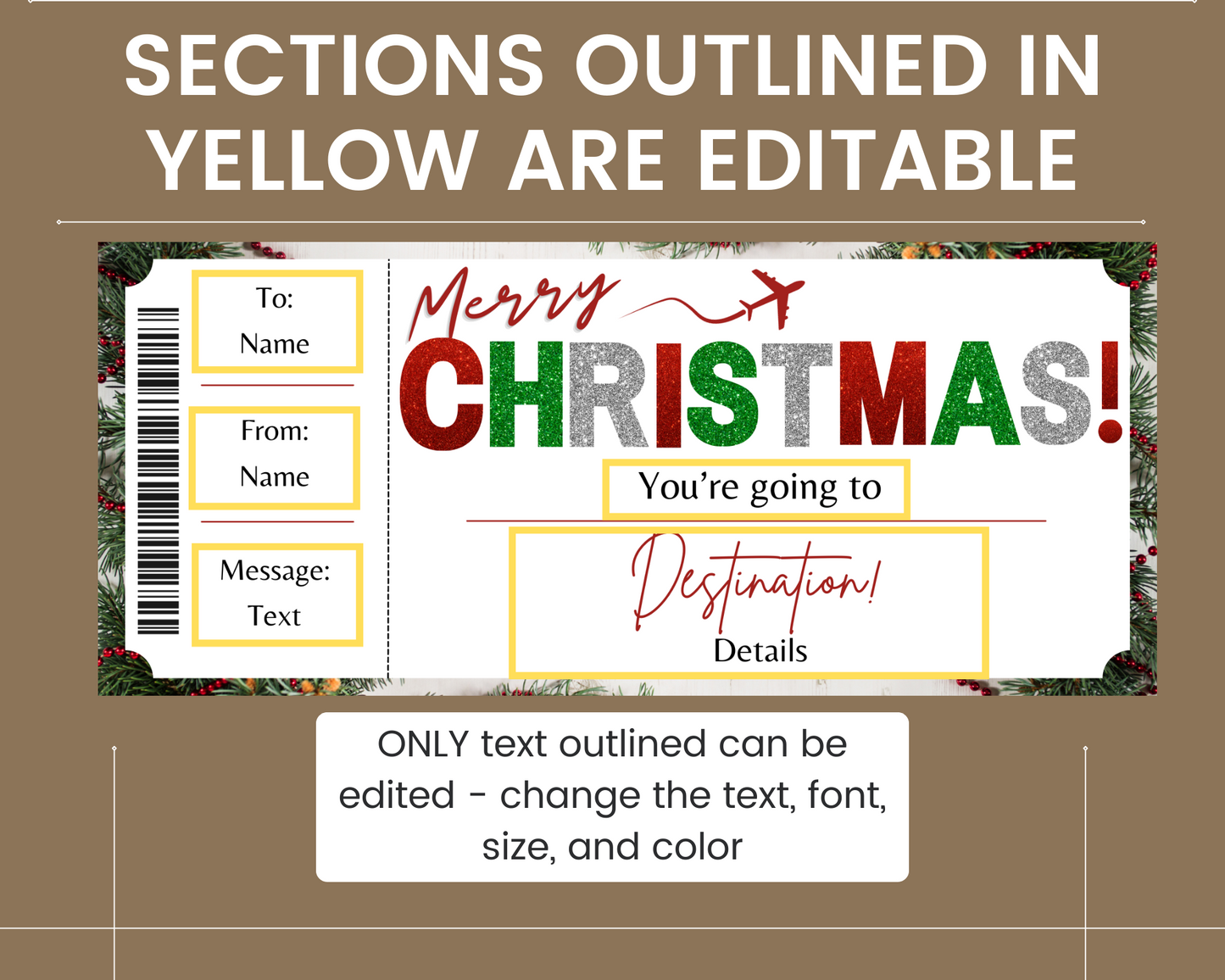 Christmas Flight Ticket Template