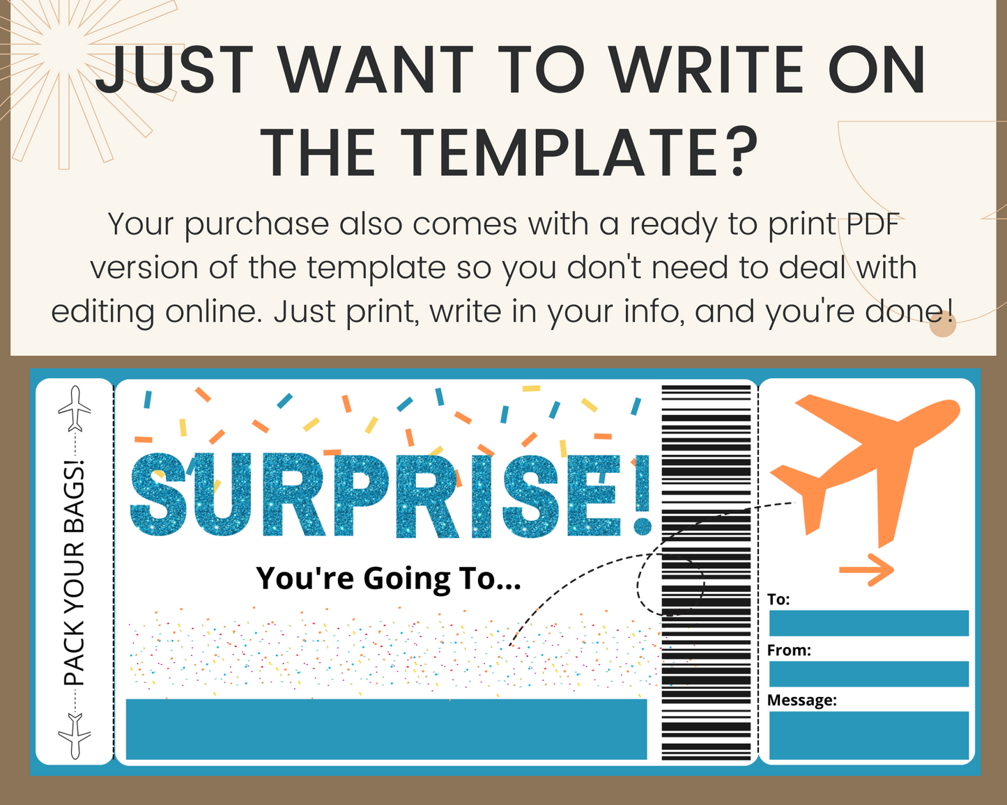 Surprise Boarding Pass Template