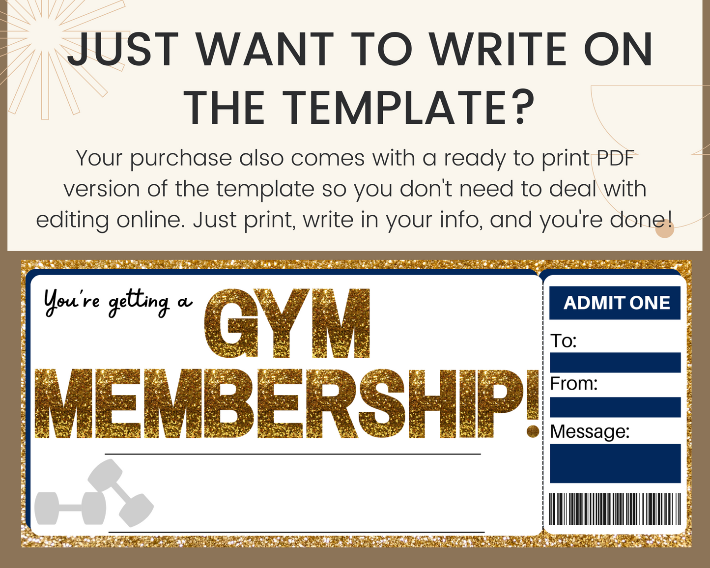 Gym Membership Gift Ticket Template