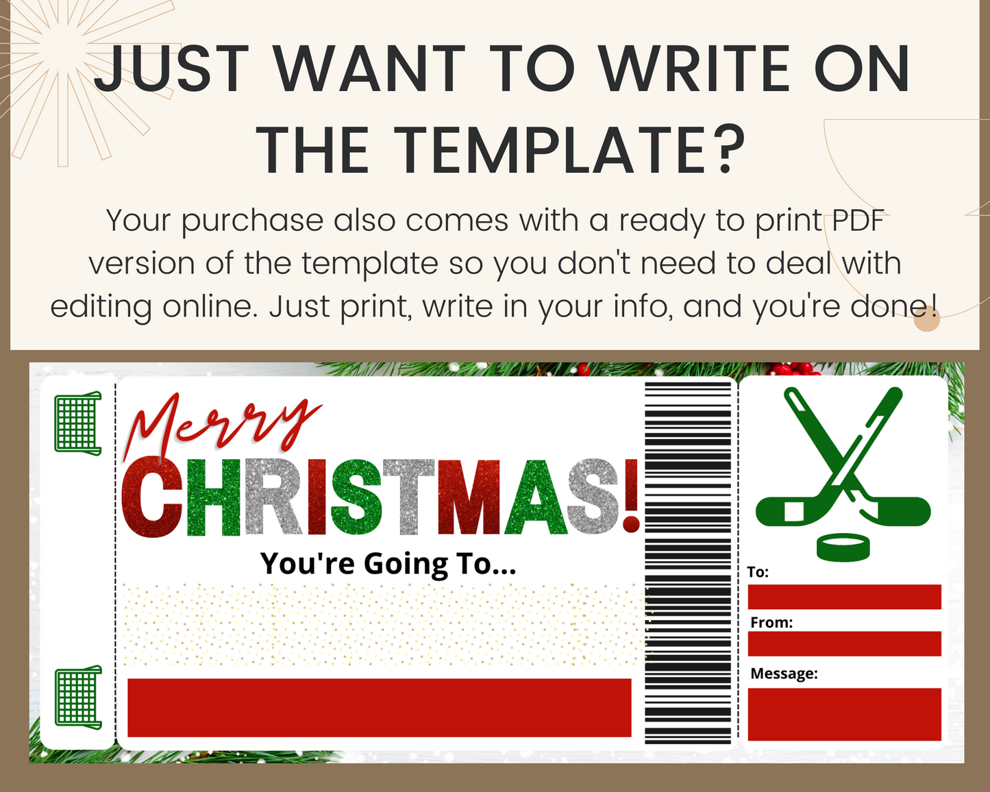 Christmas Hockey Game Gift Certificate