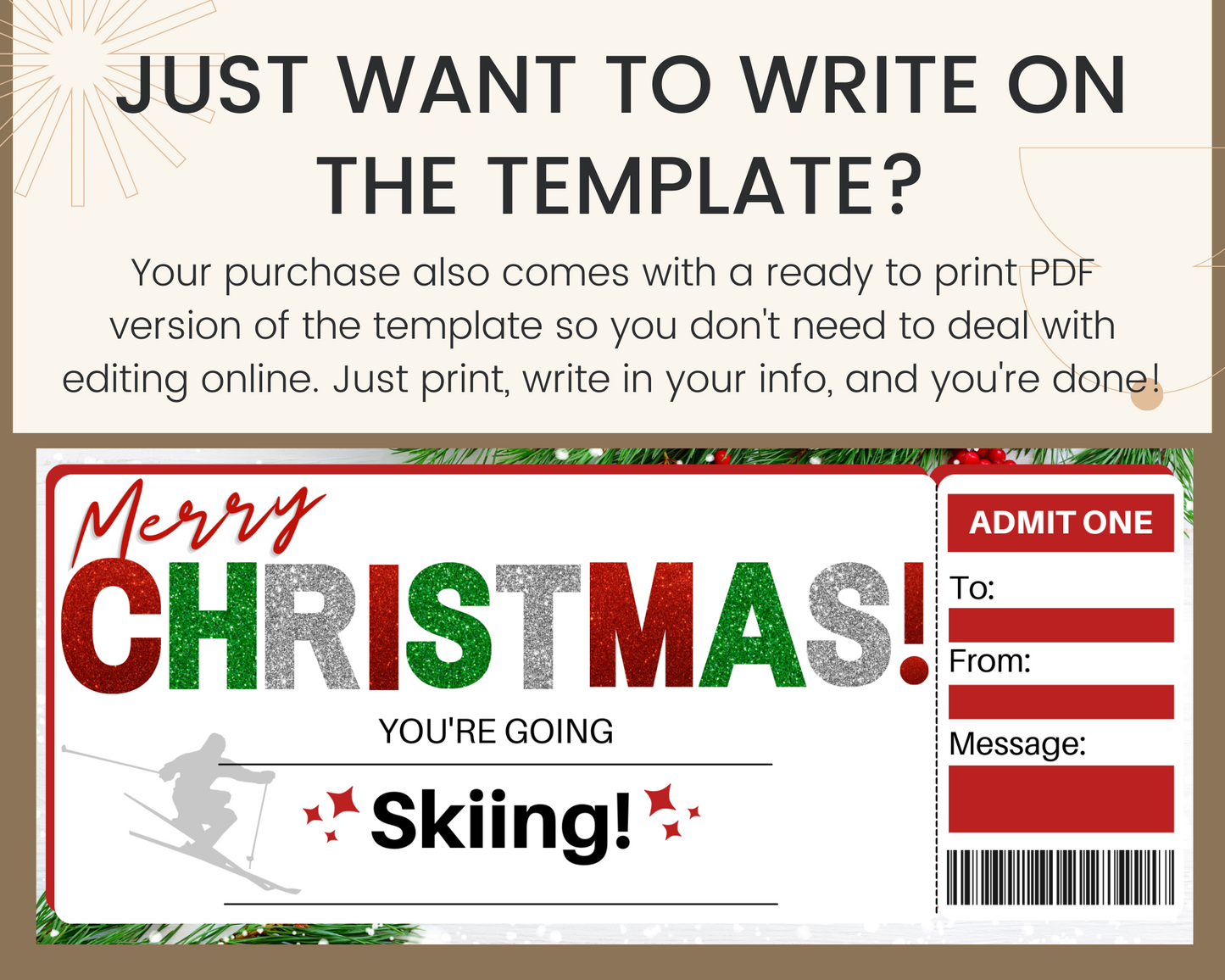 Christmas Skiing Gift Certificate