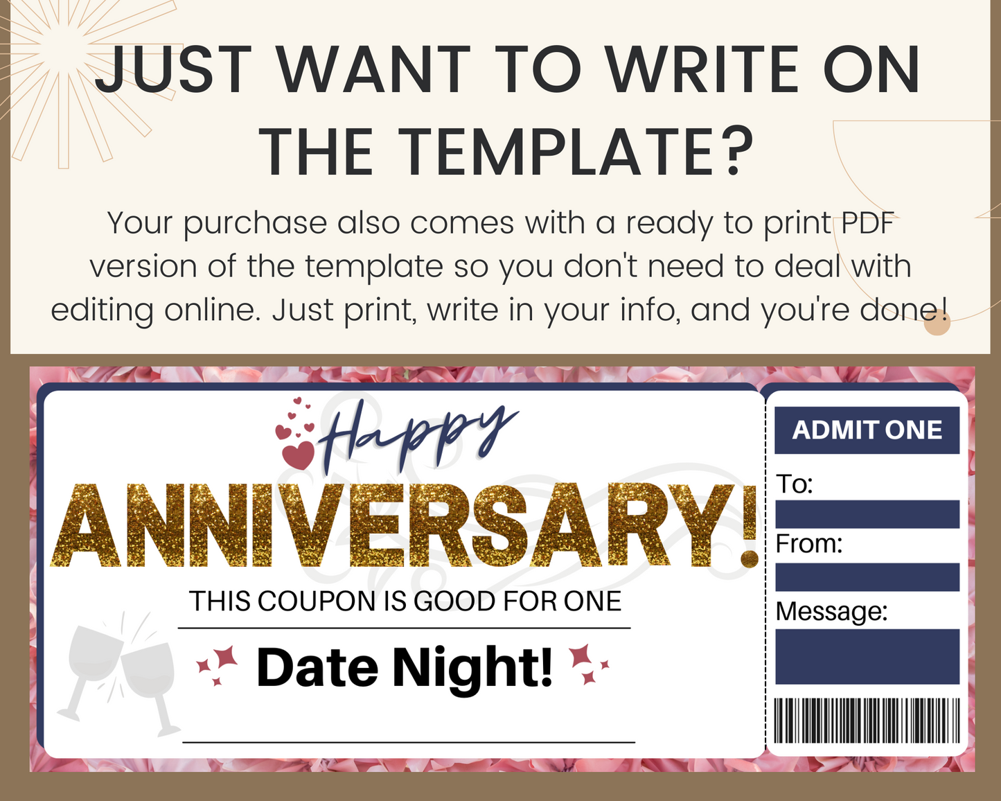 Anniversary Date Night Coupon Template