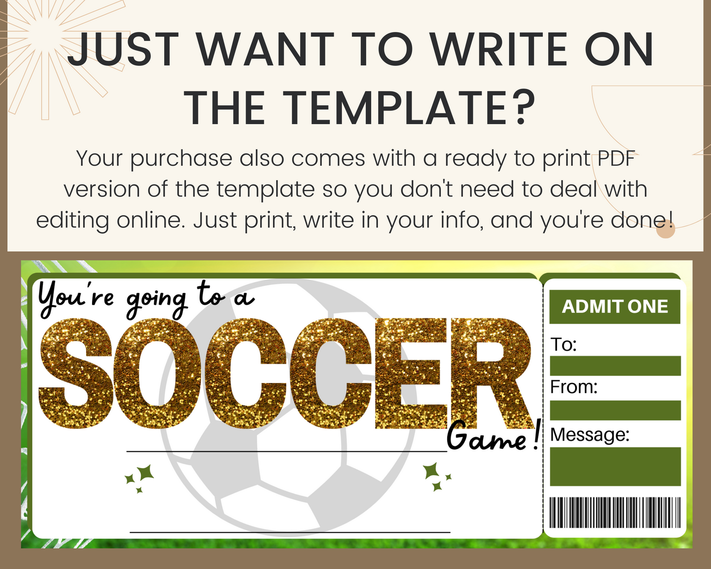 Soccer Game Gift Ticket Template