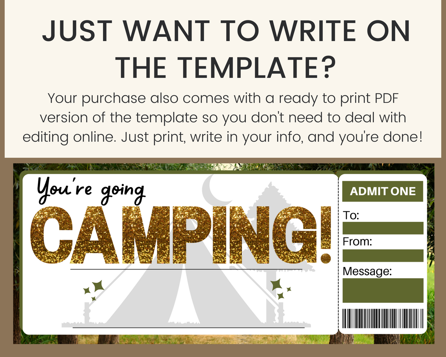 Camping Ticket Template