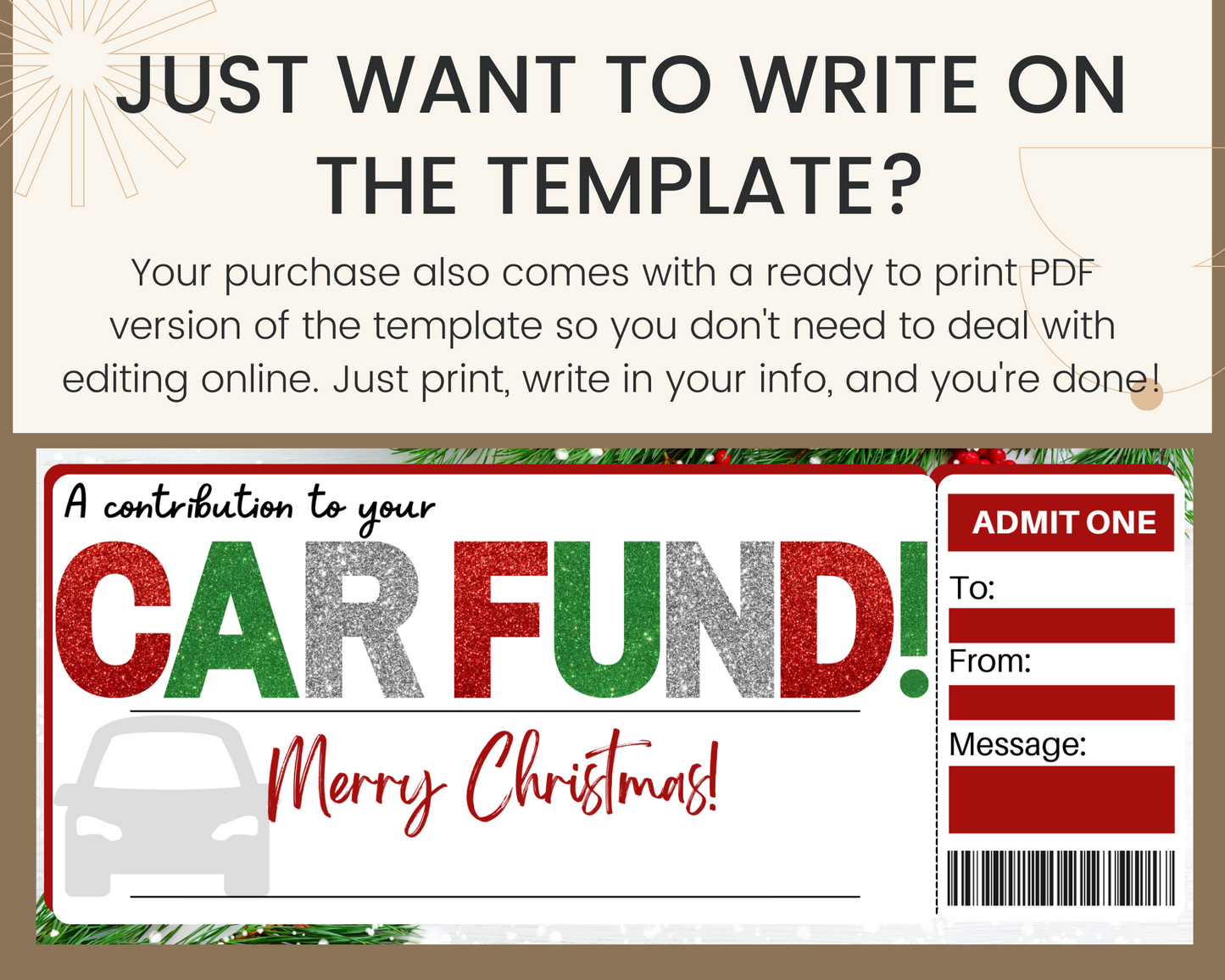 Christmas Car Fund Gift Certificate