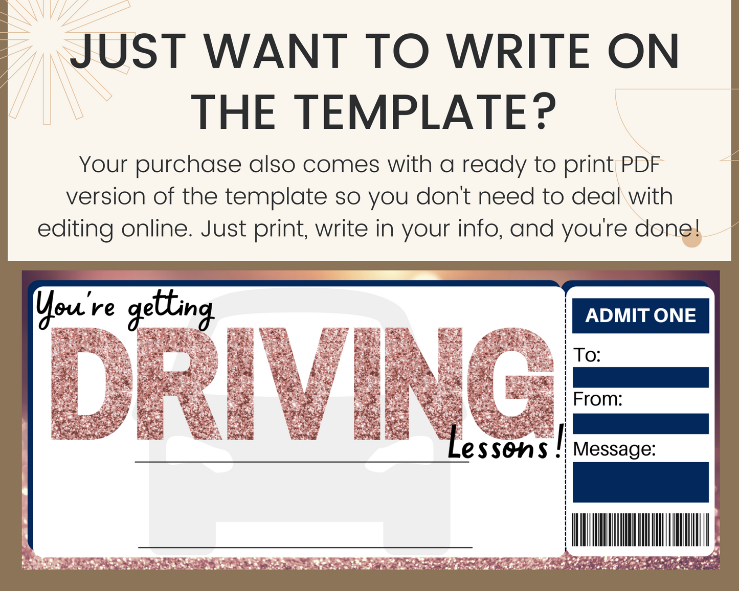 Driving Lessons Gift Certificate Template