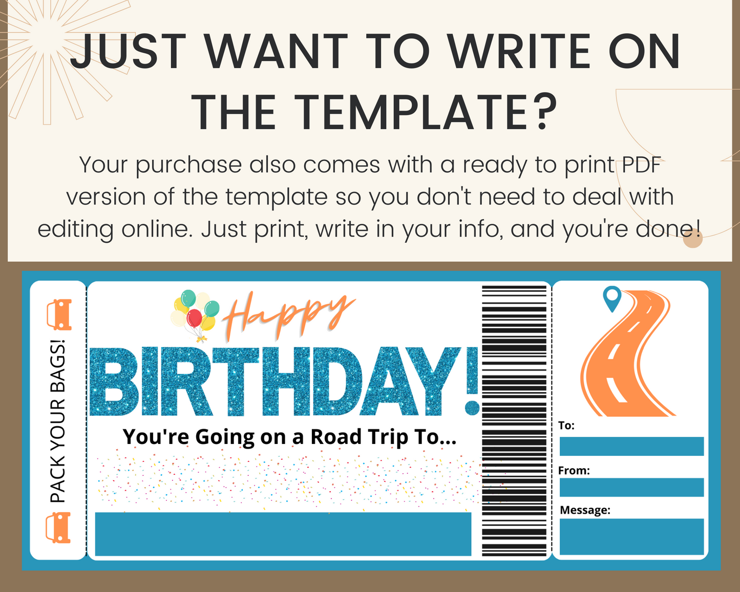 Birthday Road Trip Gift Ticket