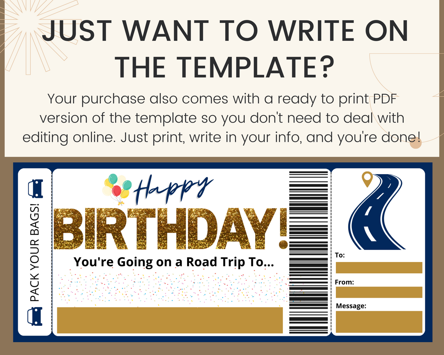 Birthday Road Trip Boarding Pass