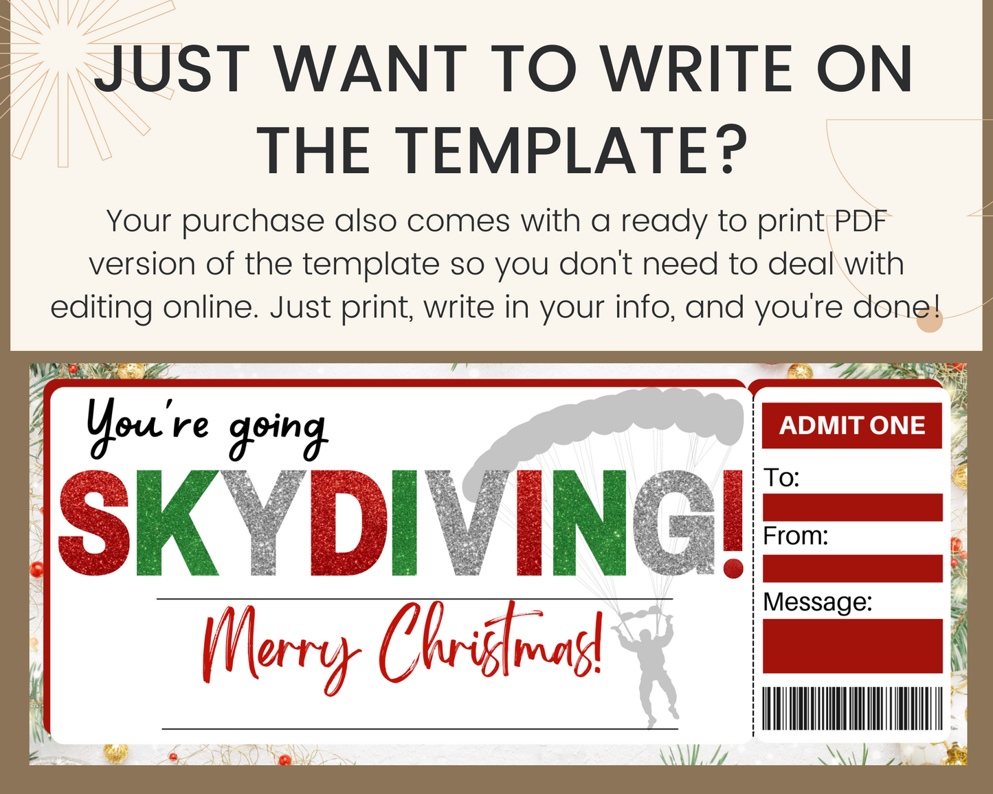 Christmas Skydiving Gift Ticket