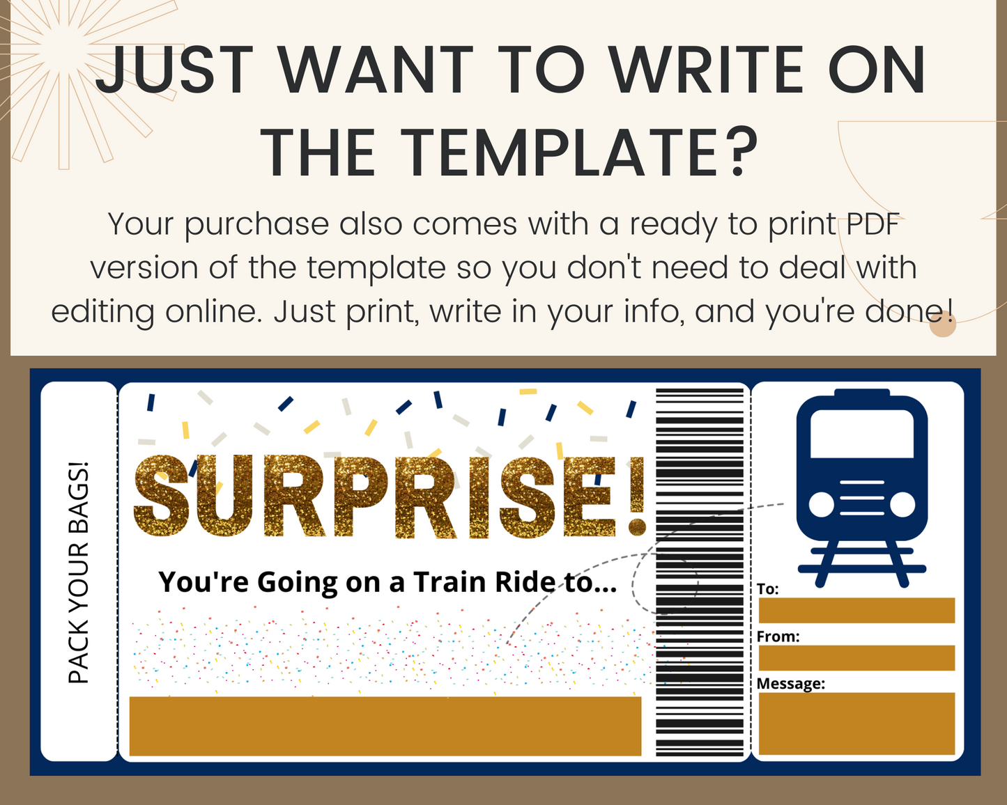 Surprise Train Ride Boarding Pass Template