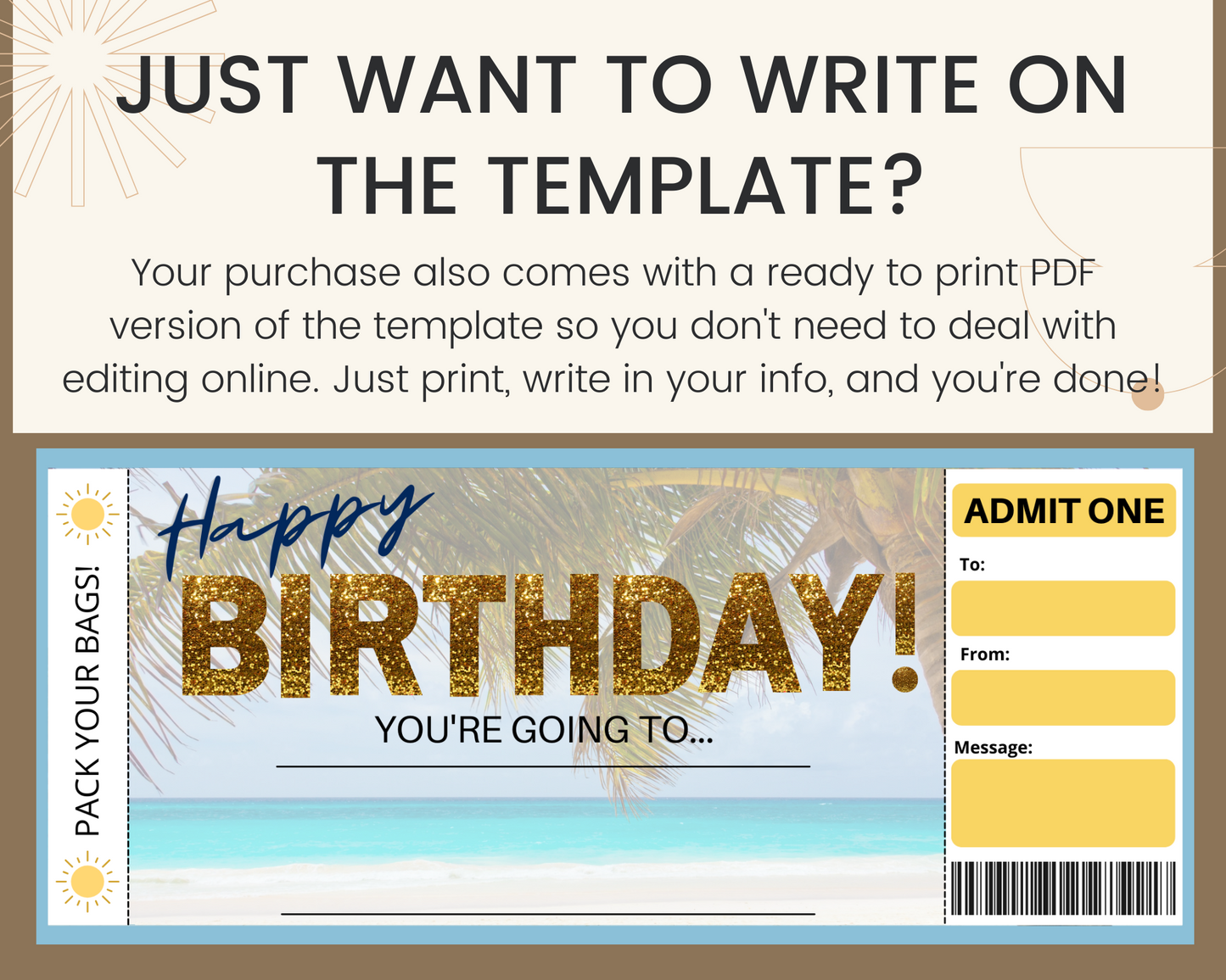 Beach Boarding Pass: Surprise Beach Vacation Ticket