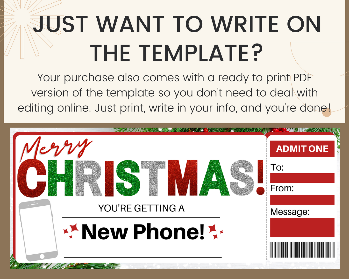 Christmas New Phone Gift Certificate Template