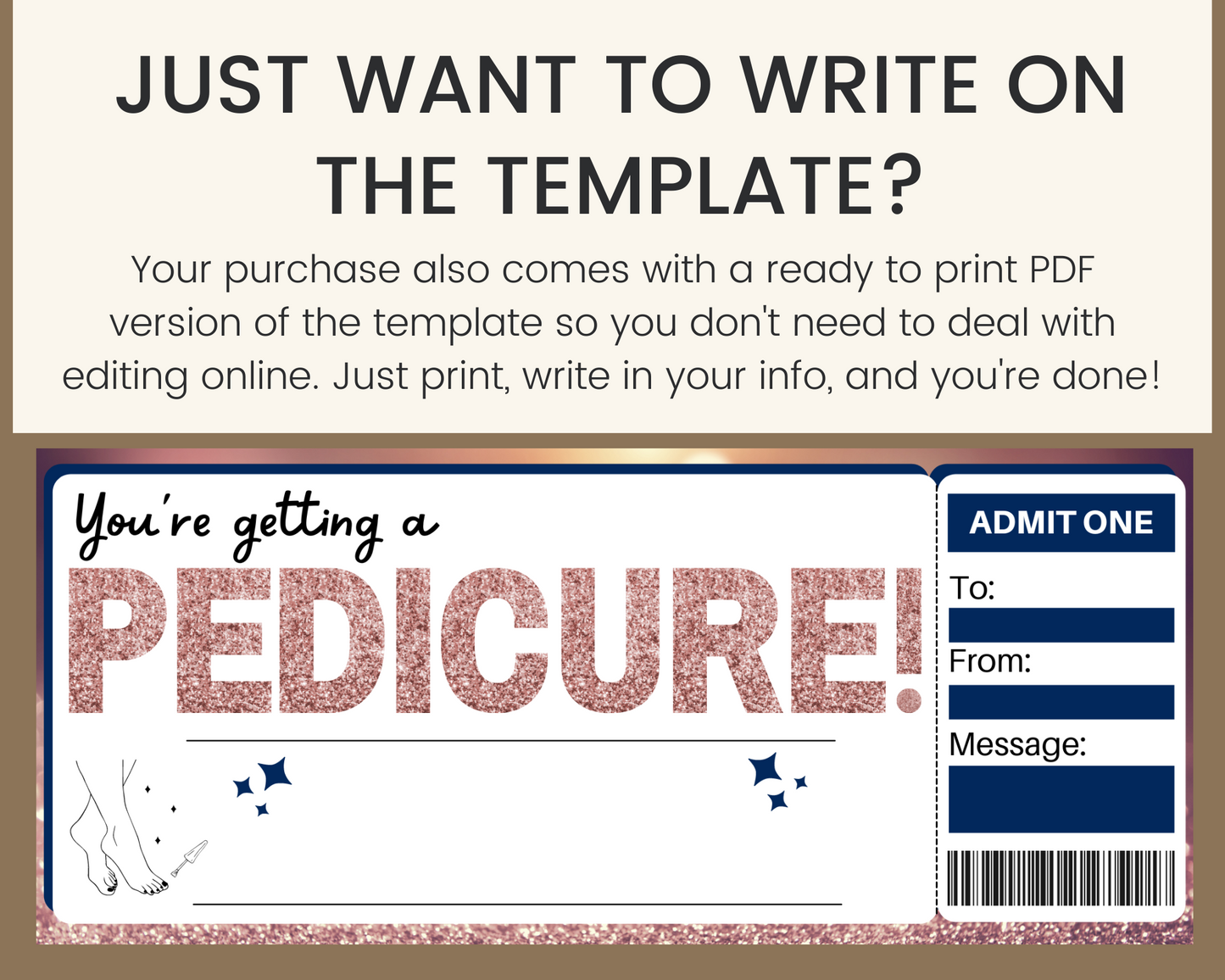 Pedicure Gift Ticket Template