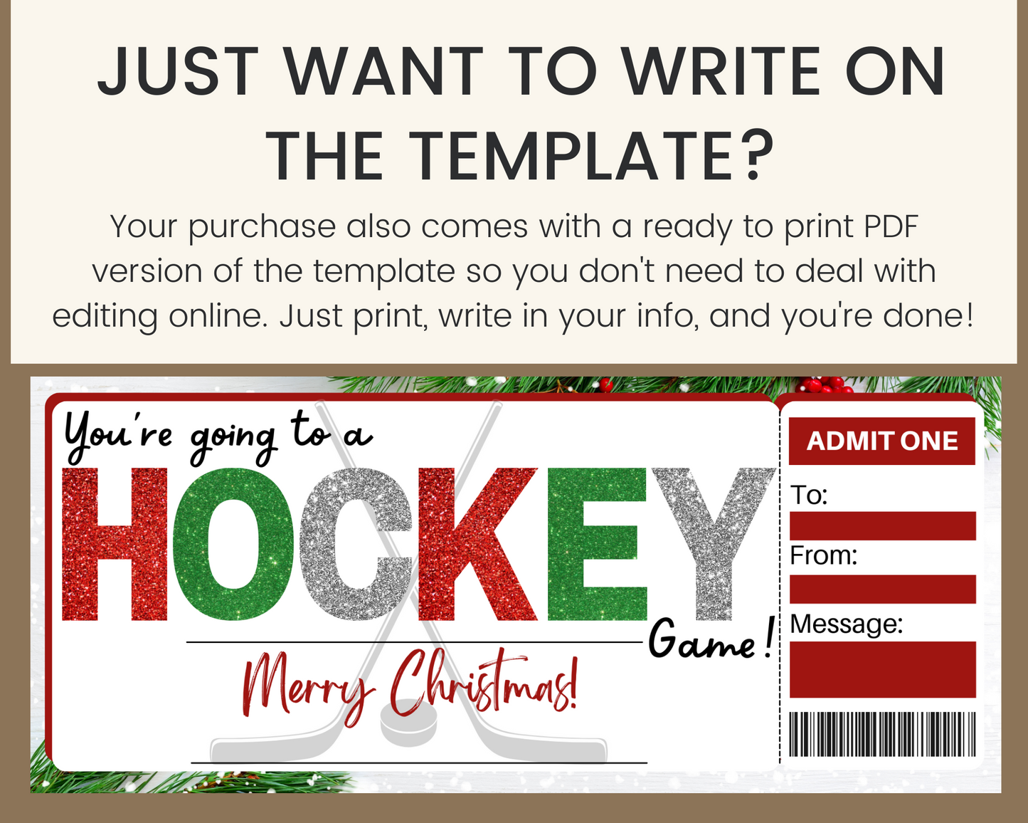 Christmas Hockey Game Ticket