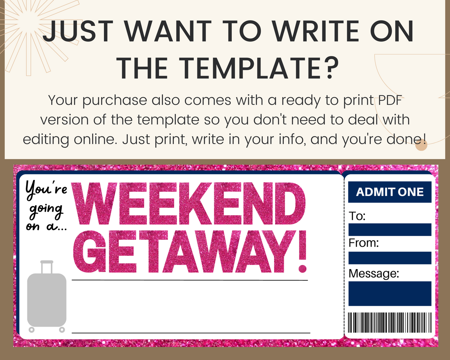 Weekend Getaway Gift Ticket Template