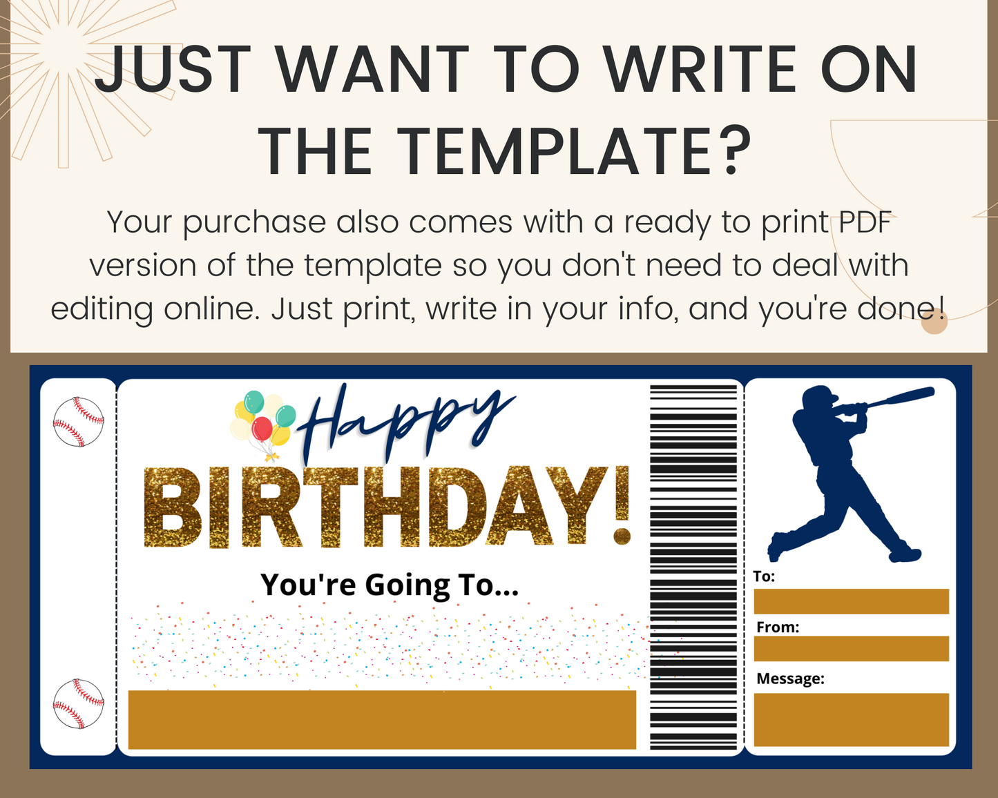 Birthday Baseball Game Gift Ticket