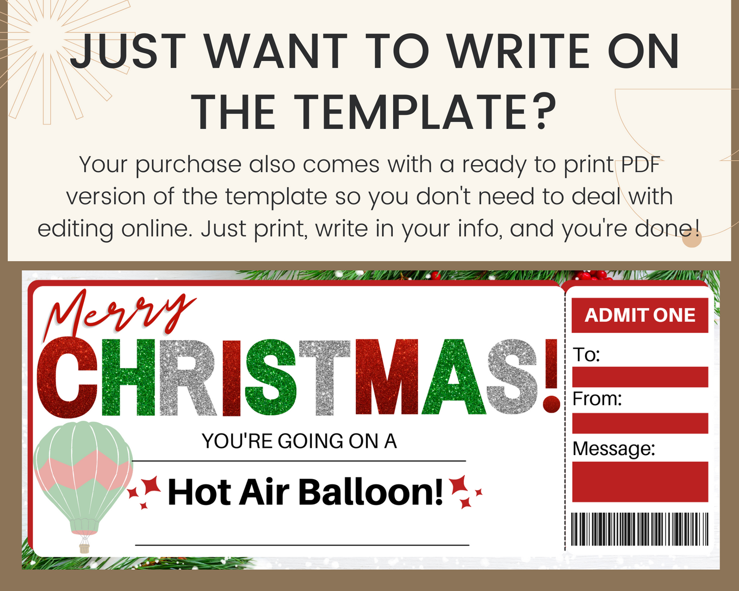 Christmas Hot Air Balloon Ride Gift Card