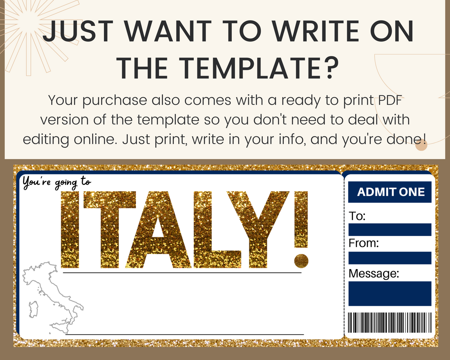 Italy Boarding Pass Template