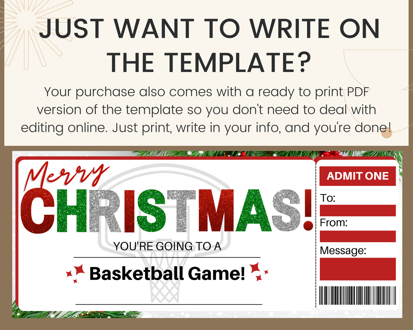 Christmas Basketball Game Gift Certificate