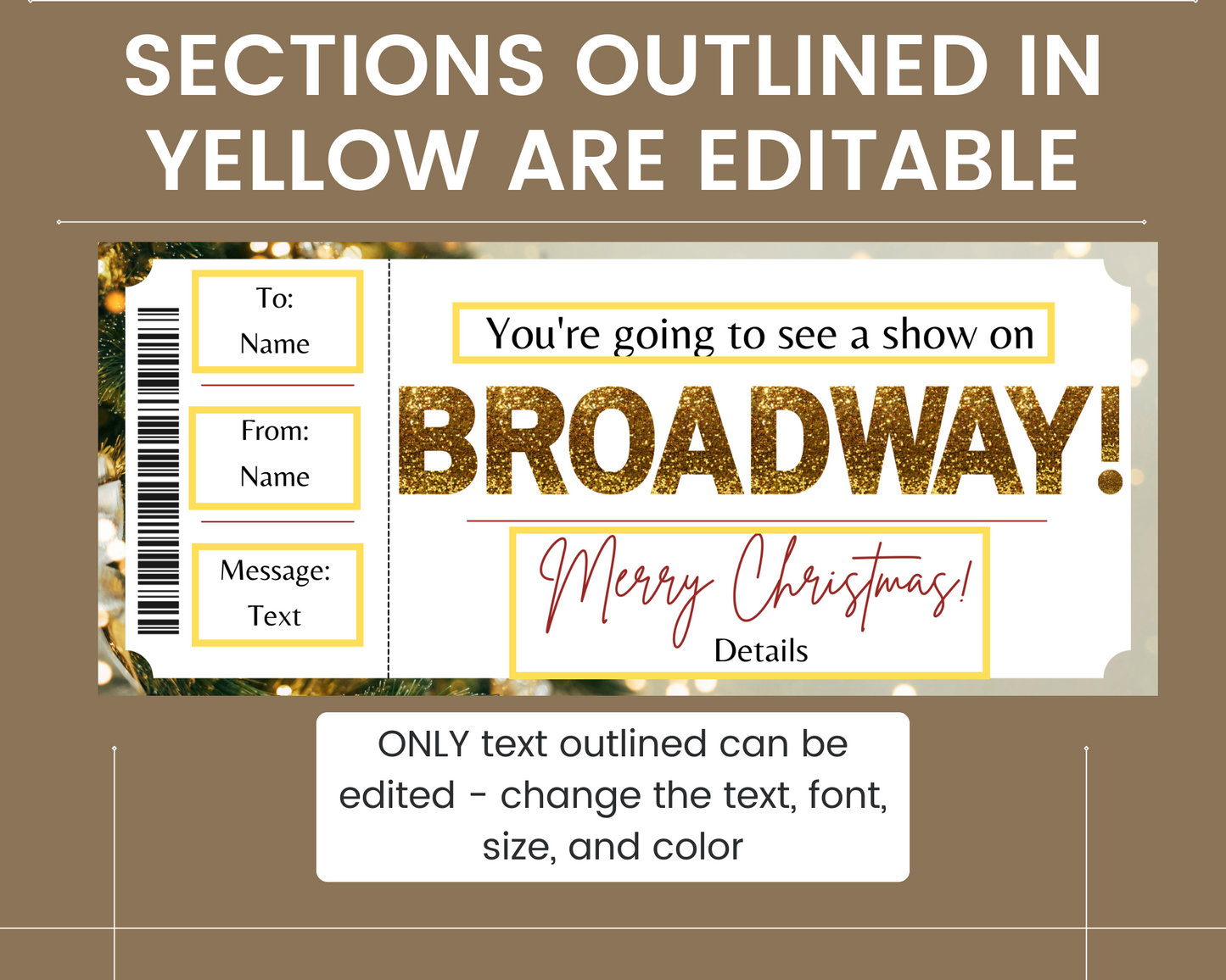 Merry Christmas Broadway Show Gift Certificate Template