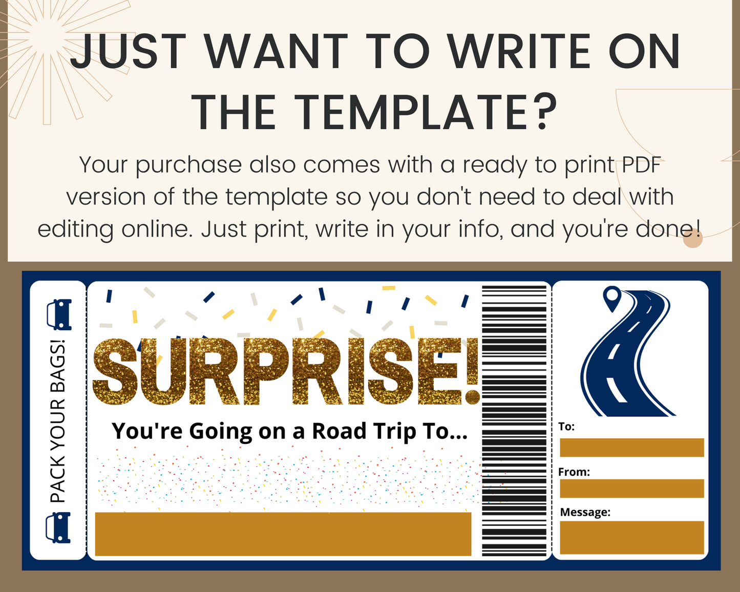 Surprise Road Trip Boarding Pass Template