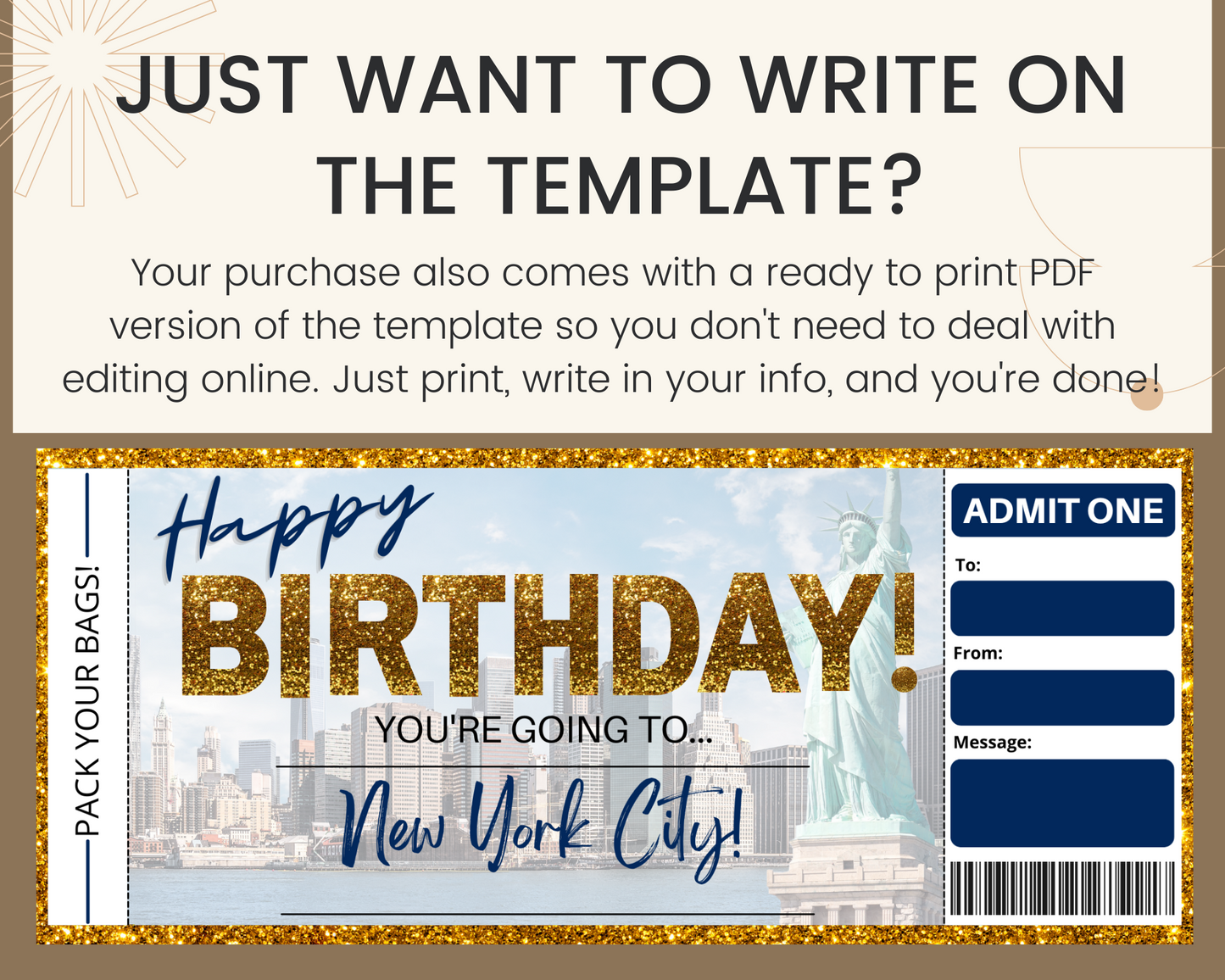 Birthday New York City Boarding Pass Template