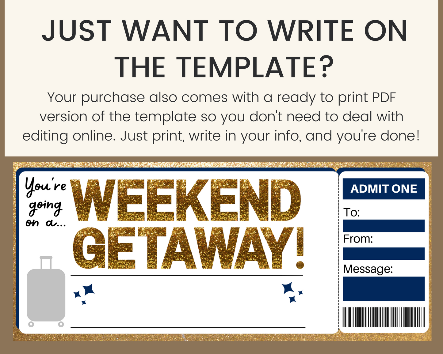 Weekend Getaway Ticket Template