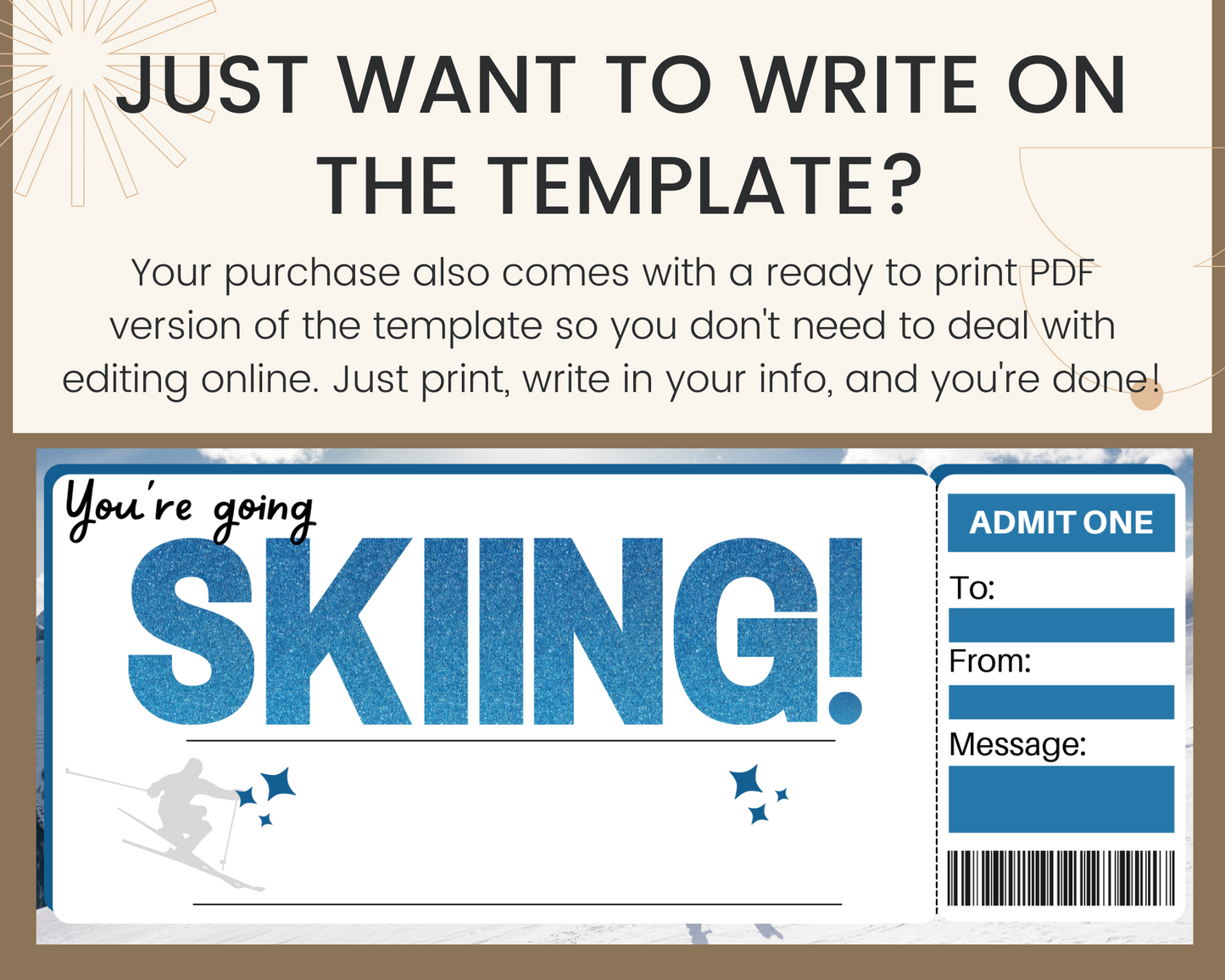Skiing Gift Ticket Template