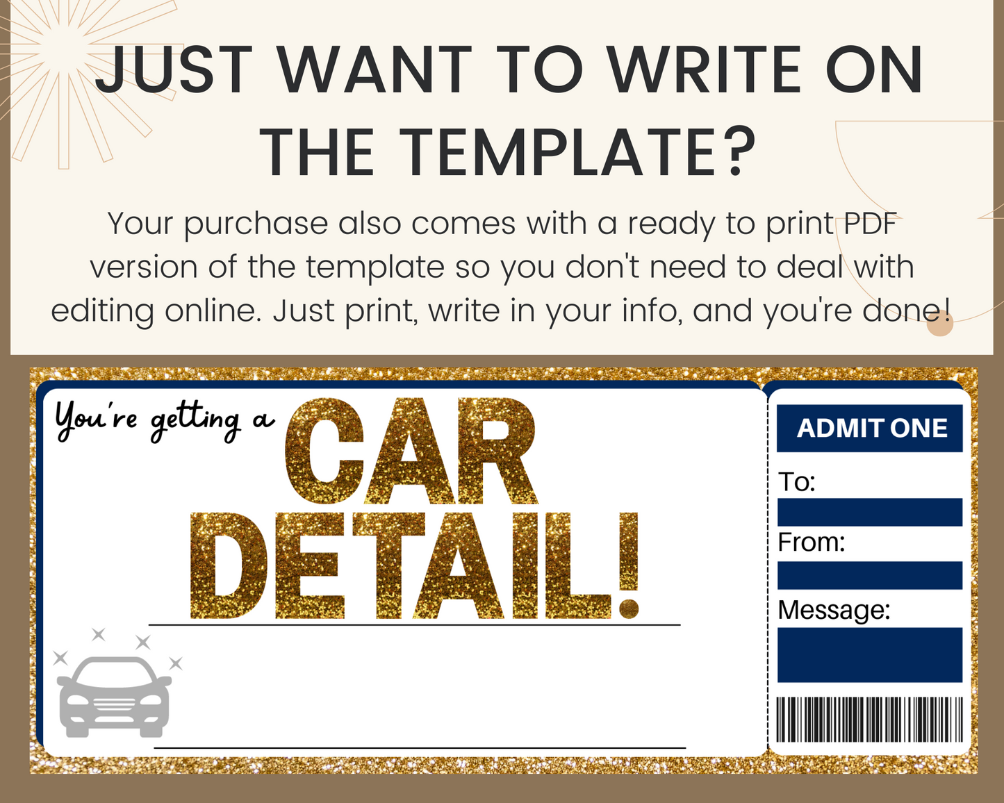 Car Detail Gift Ticket Template