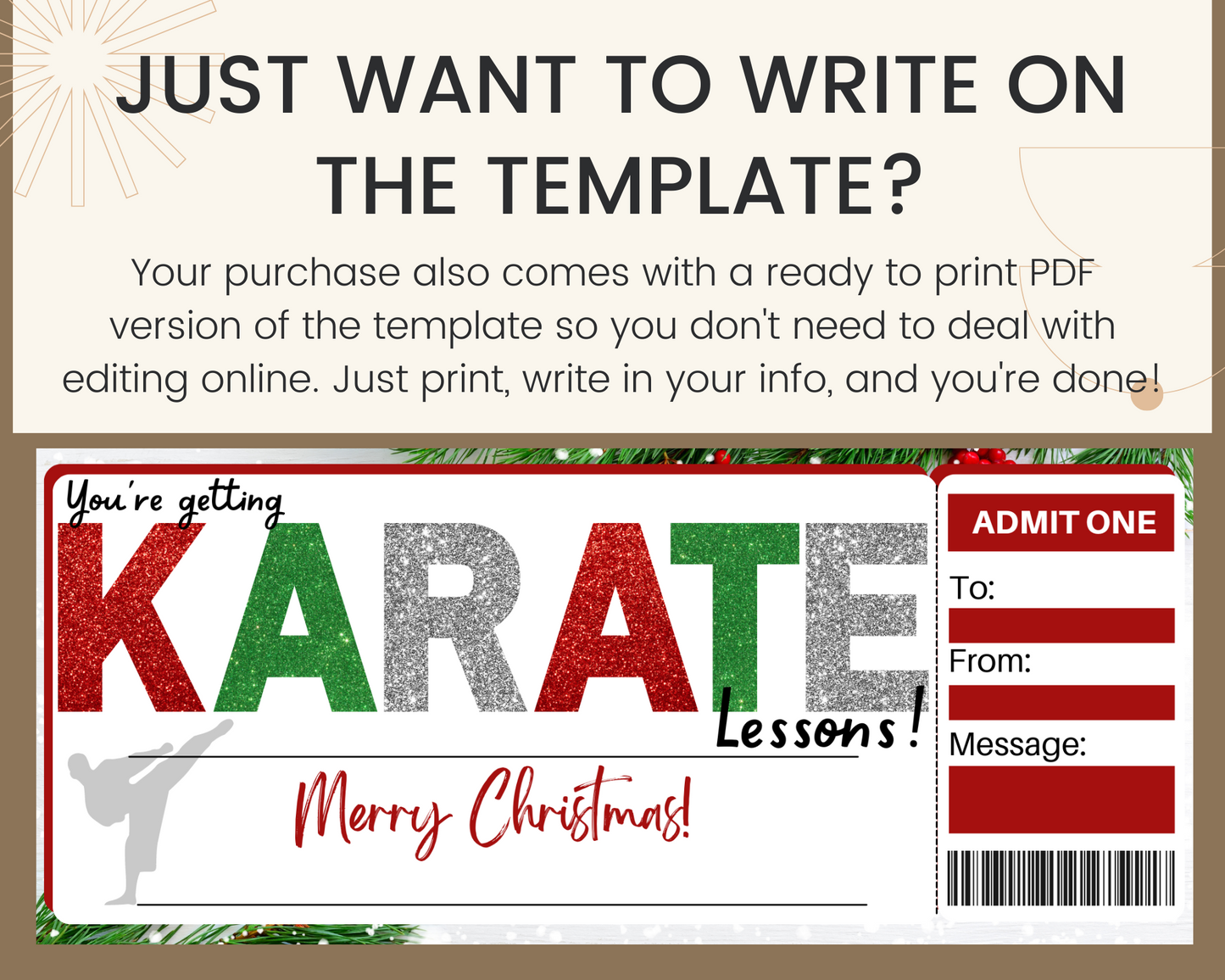 Christmas Karate Lessons Gift Ticket