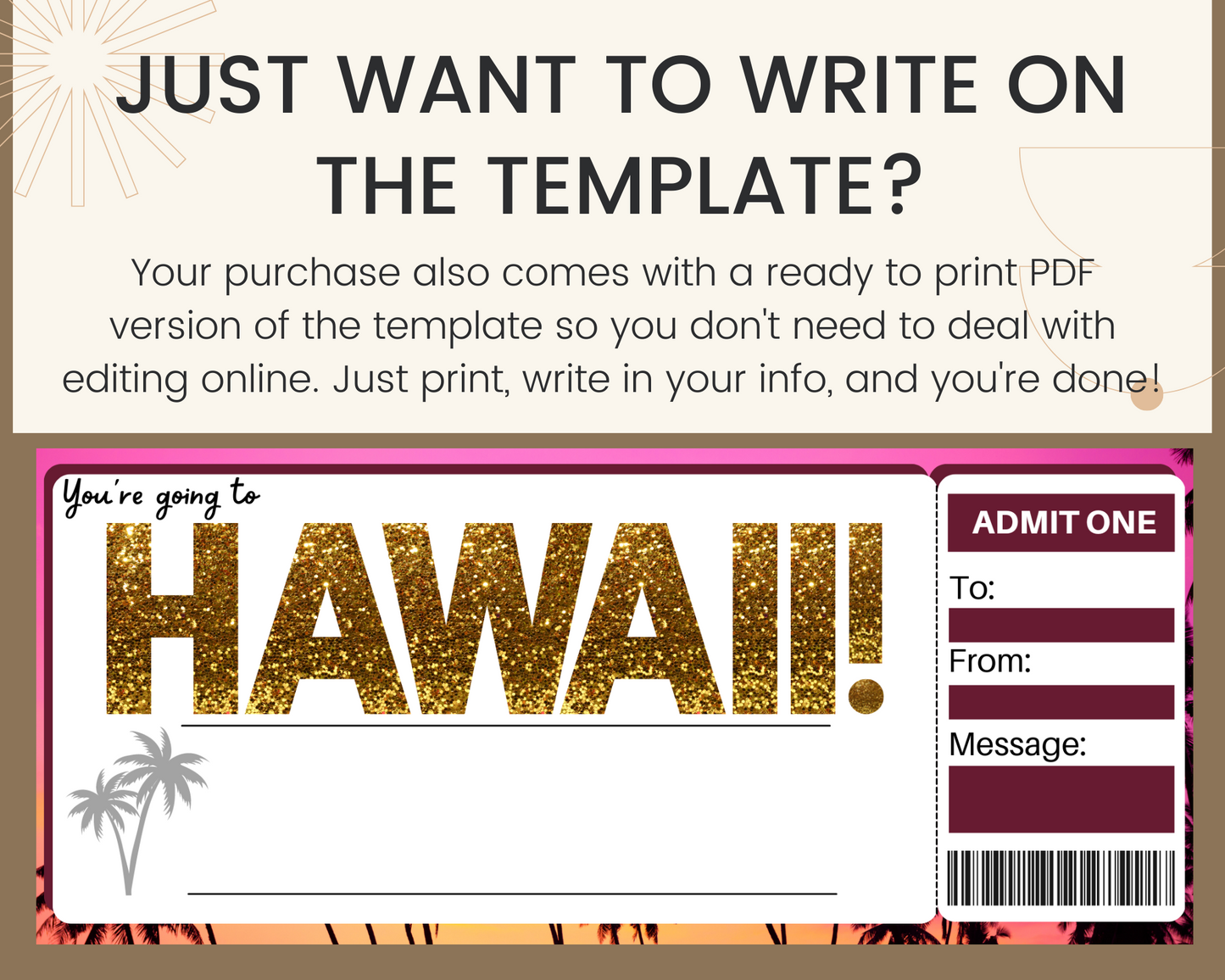 Hawaii Flight Ticket: Boarding Pass Template