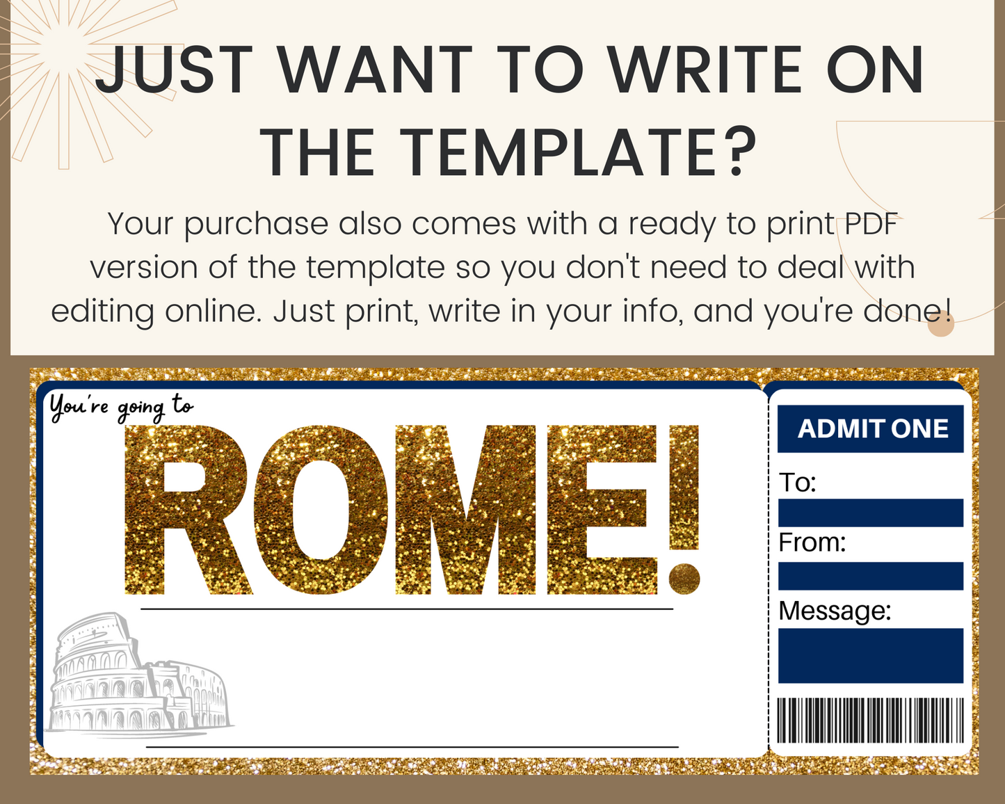 Rome Boarding Pass Ticket Template