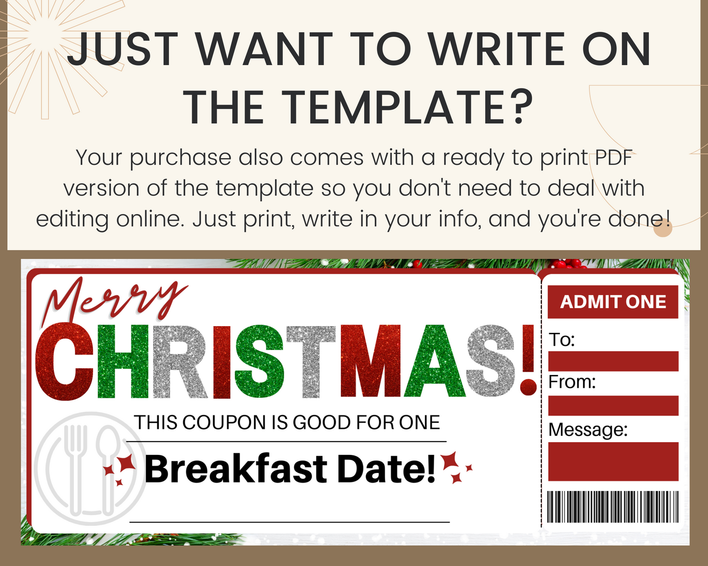 Christmas Breakfast Date Gift Certificate