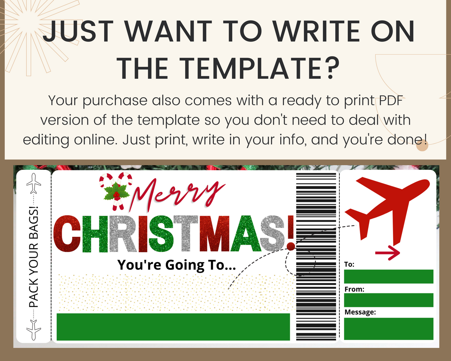 Printable Christmas Boarding Pass Template