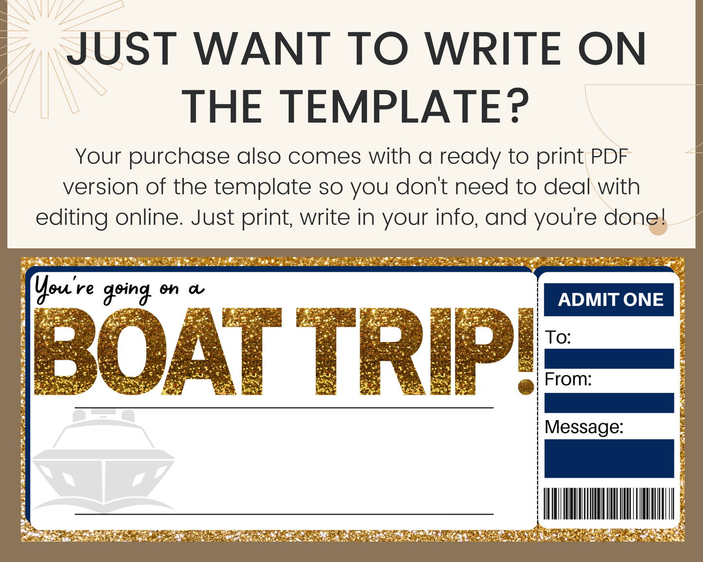 Boat Trip Gift Ticket Template