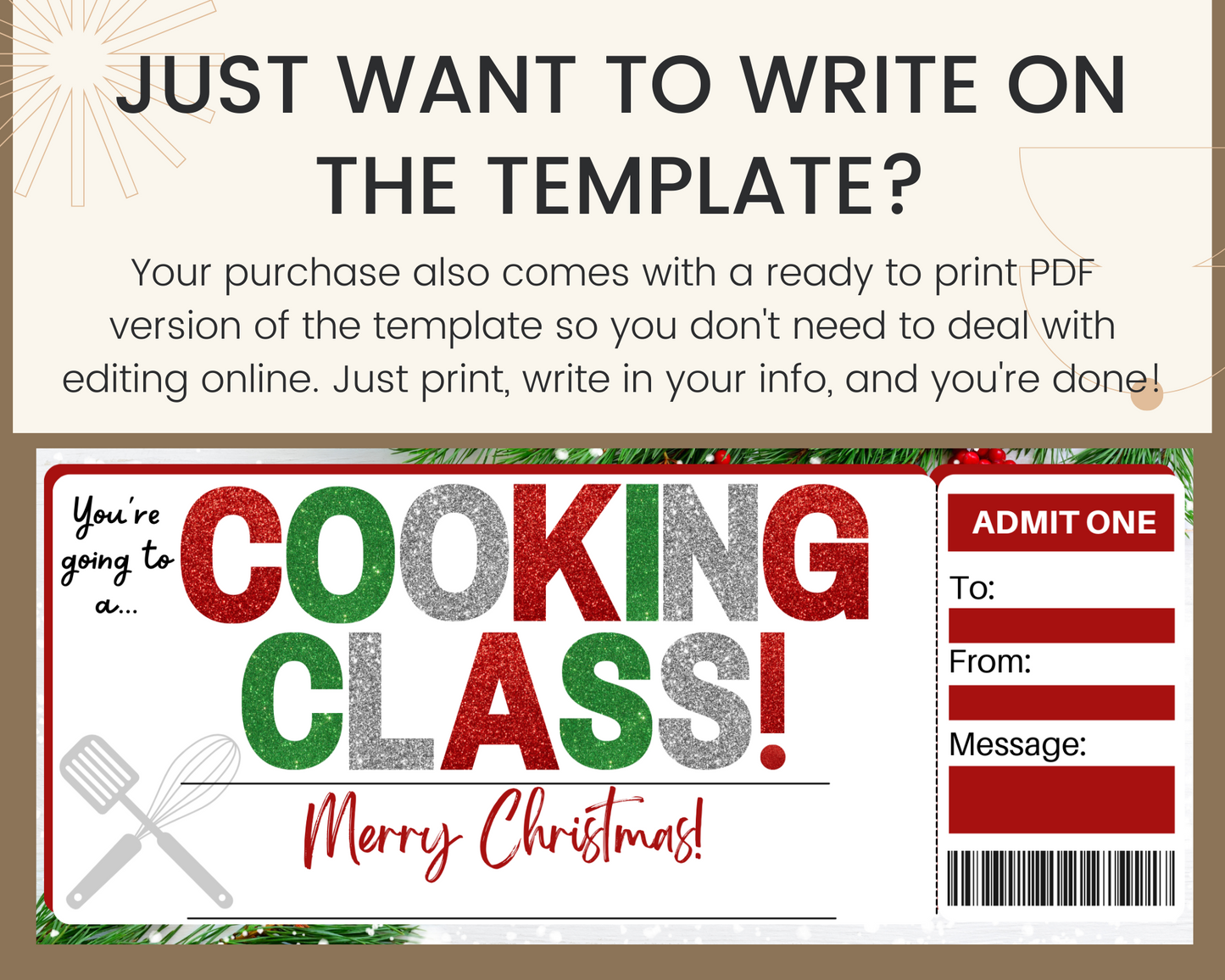 Christmas Cooking Class Gift Ticket