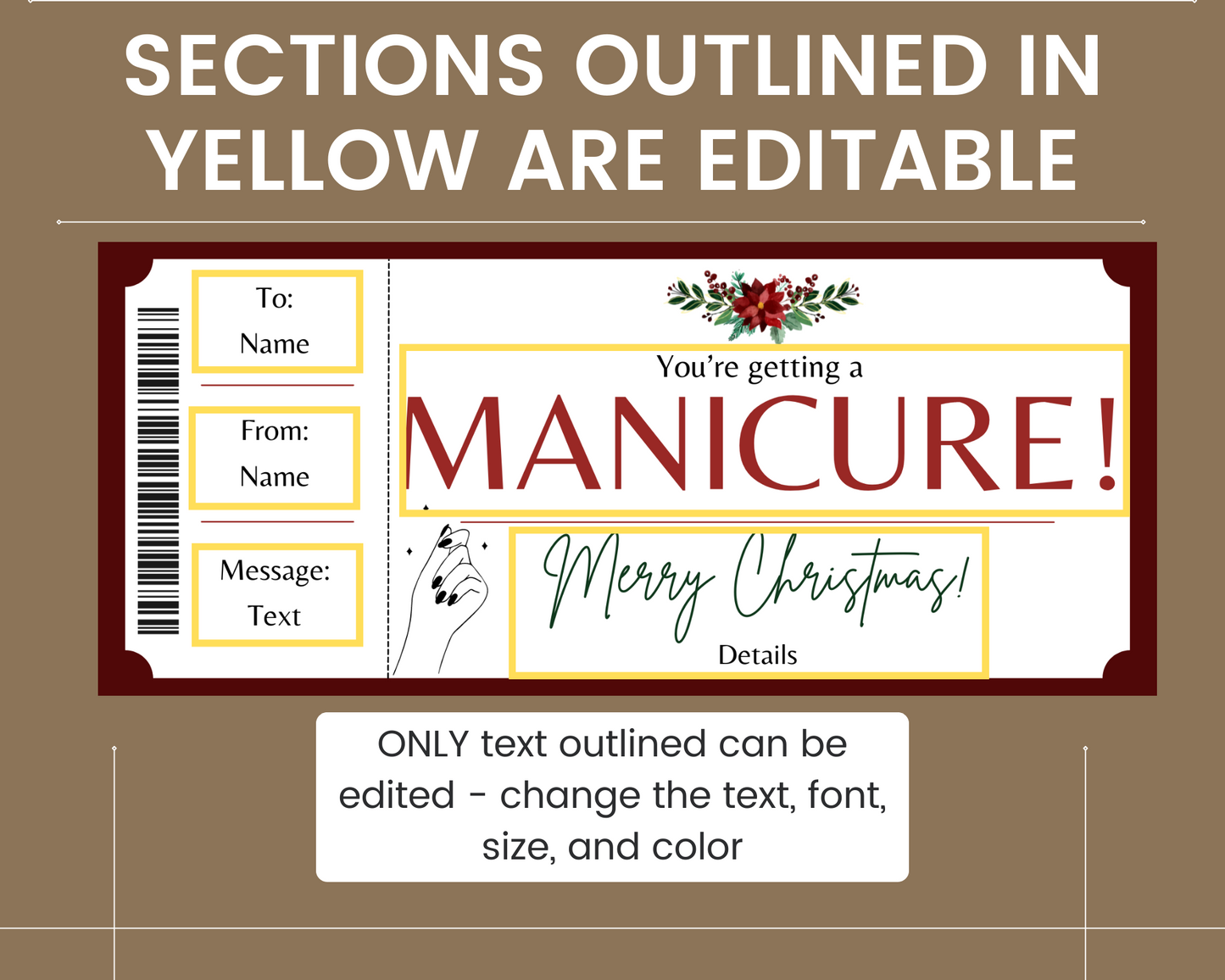 Christmas Manicure Gift Card Template