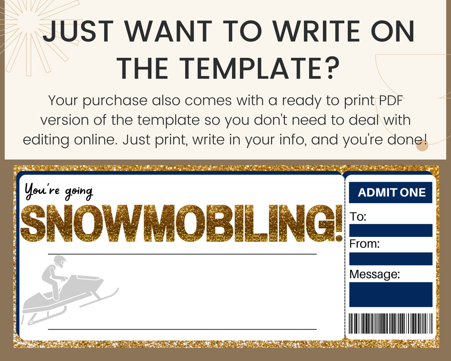 Snowmobiling Gift Ticket Template