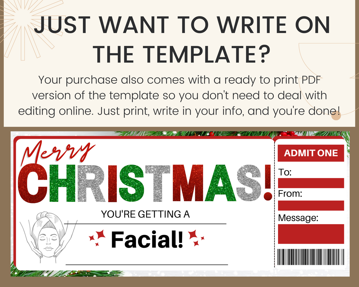 Christmas Facial Gift Certificate Template