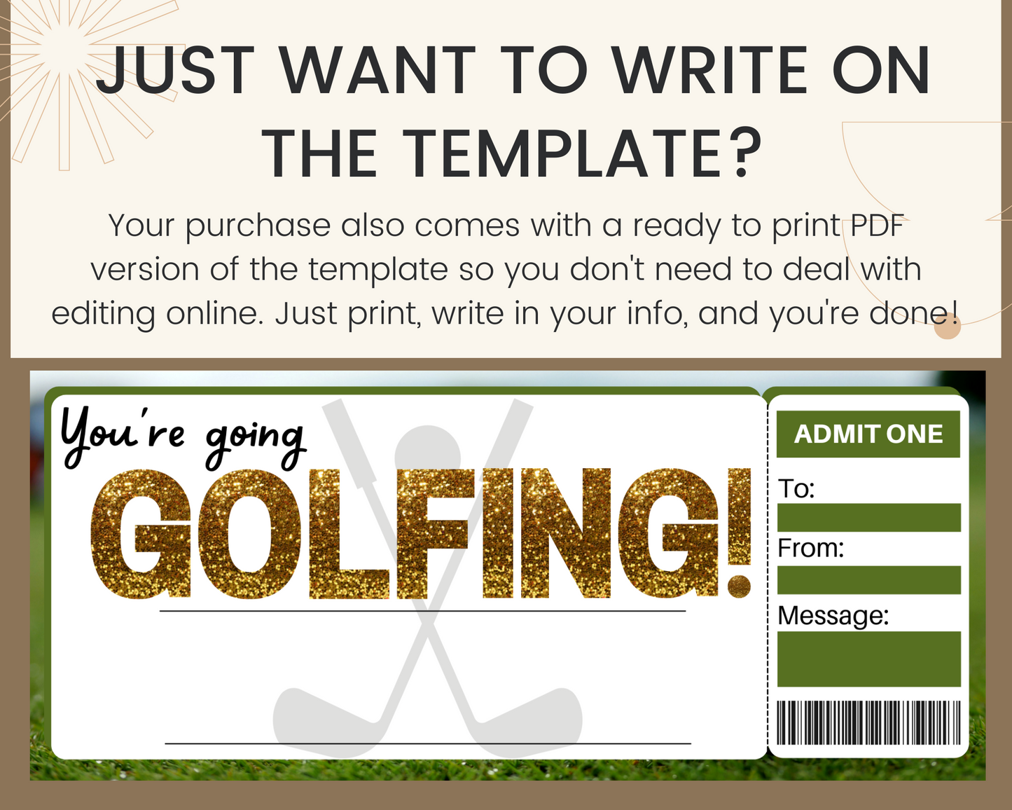 Golfing Gift Ticket Template