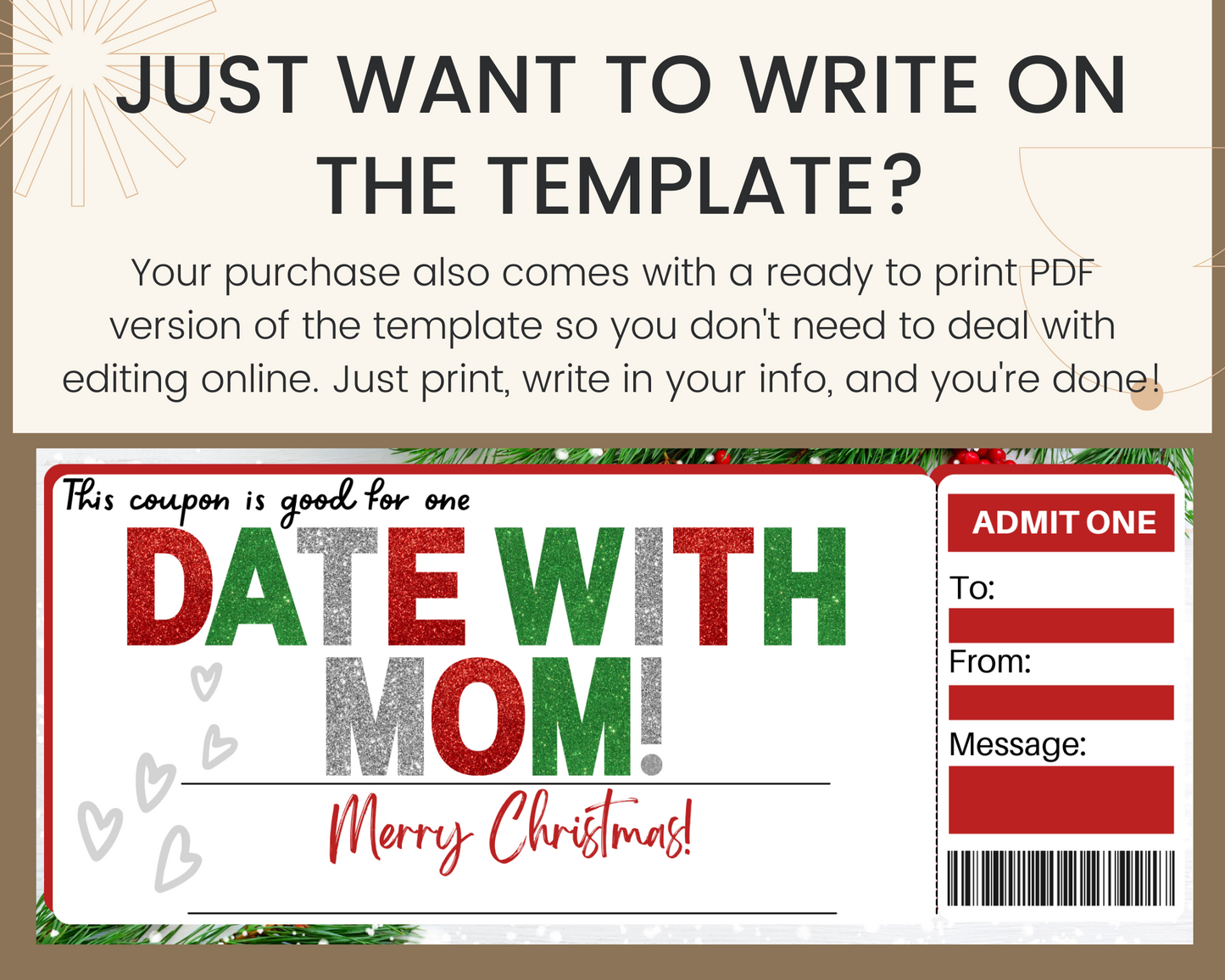 Christmas Date with Mom Gift Ticket