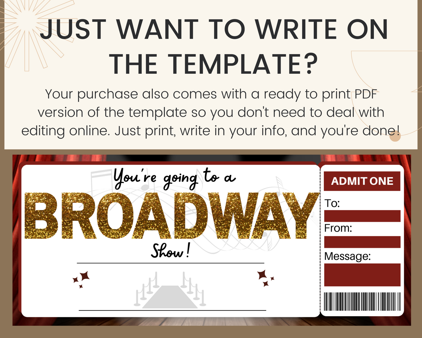 Broadway Show Gift Ticket