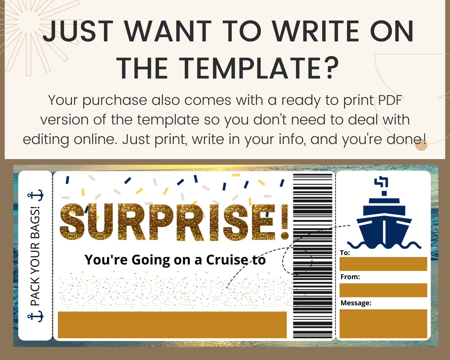 Surprise Cruise Boarding Pass