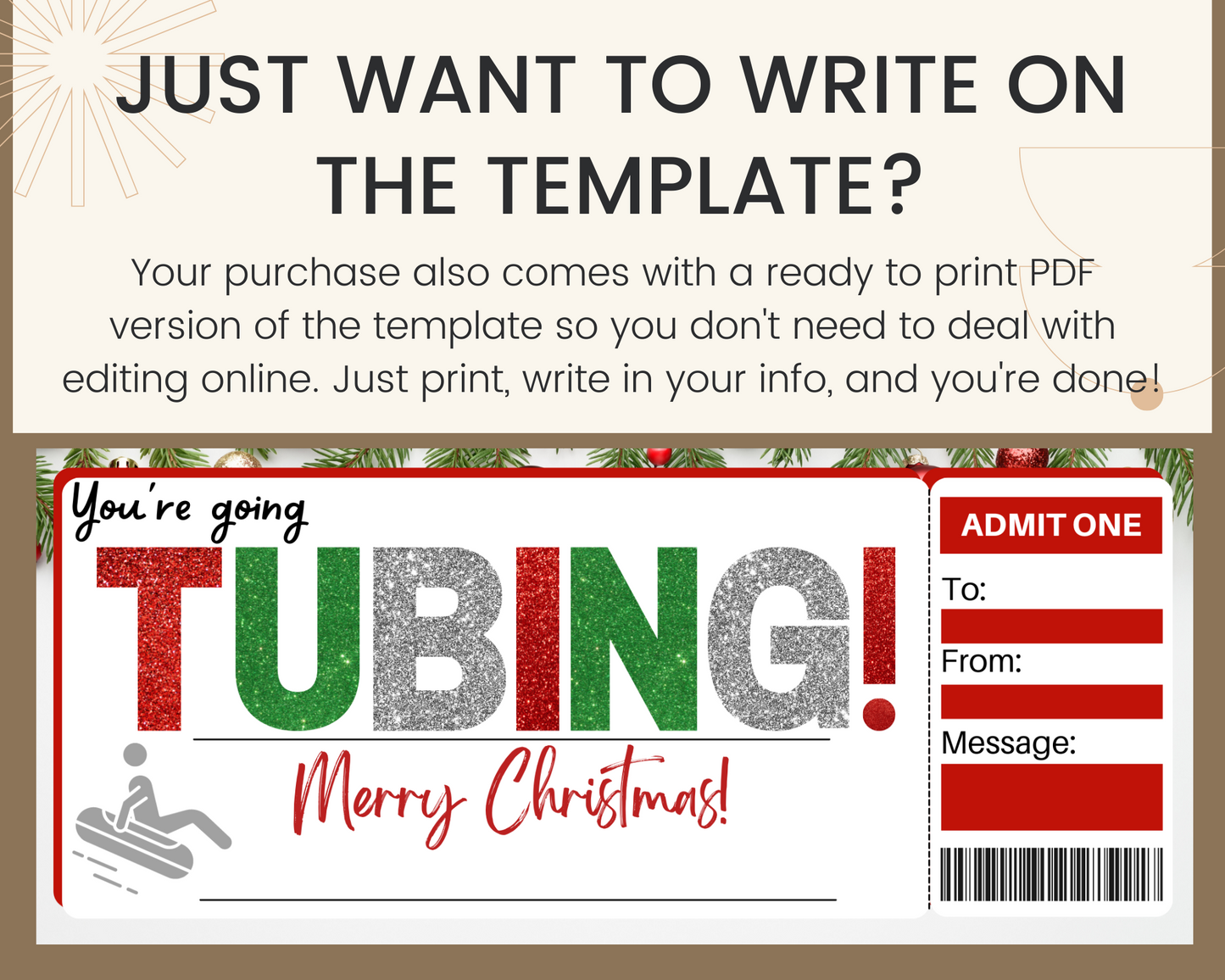 Christmas Tubing Gift Ticket