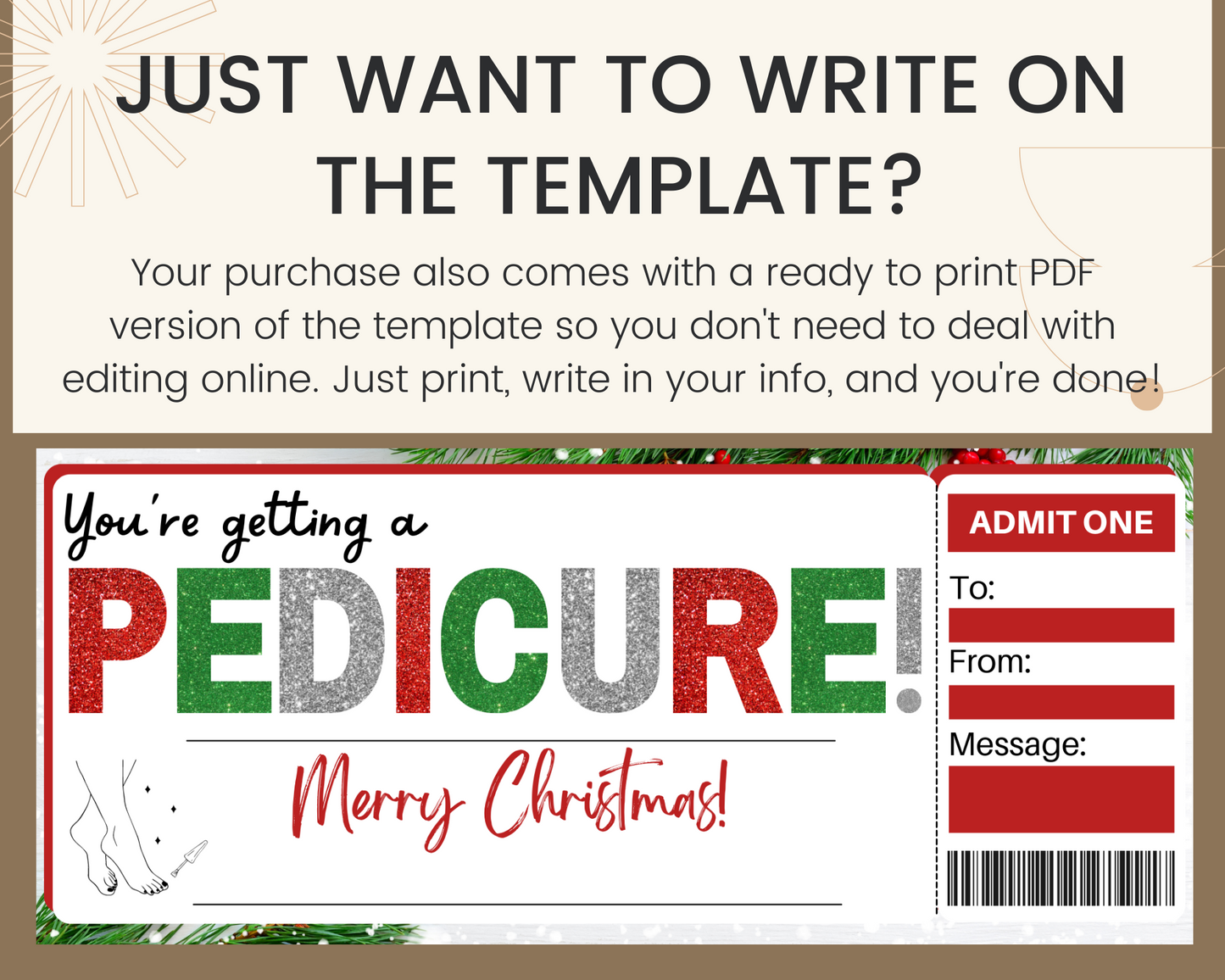 Christmas Pedicure Gift Ticket