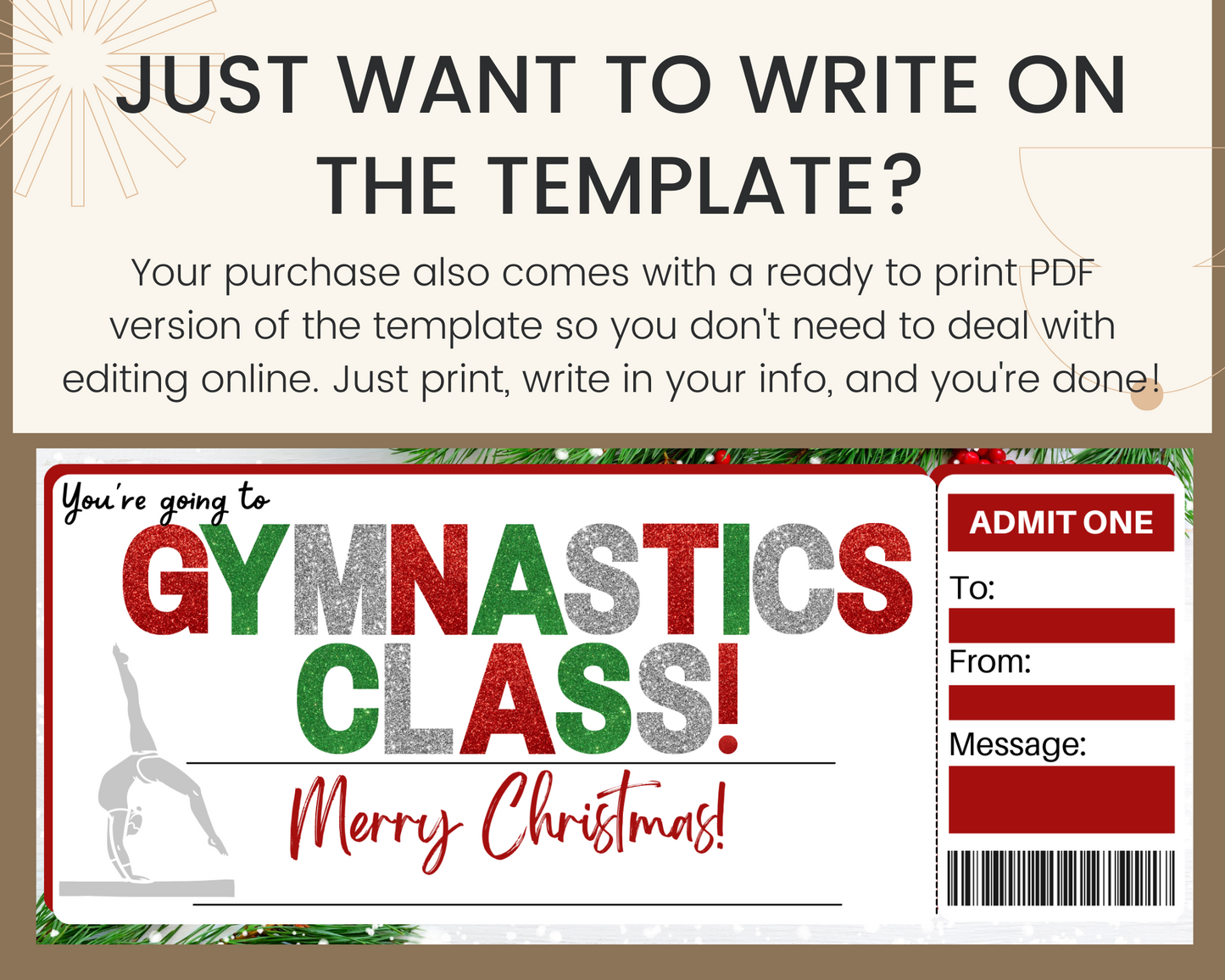 Christmas Gymnastics Classes Gift Ticket