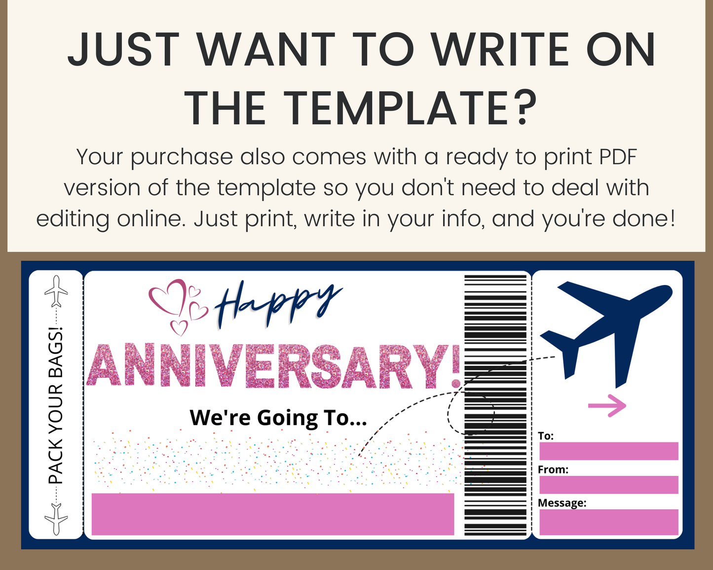 Anniversary Boarding Pass: Printable Flight Ticket