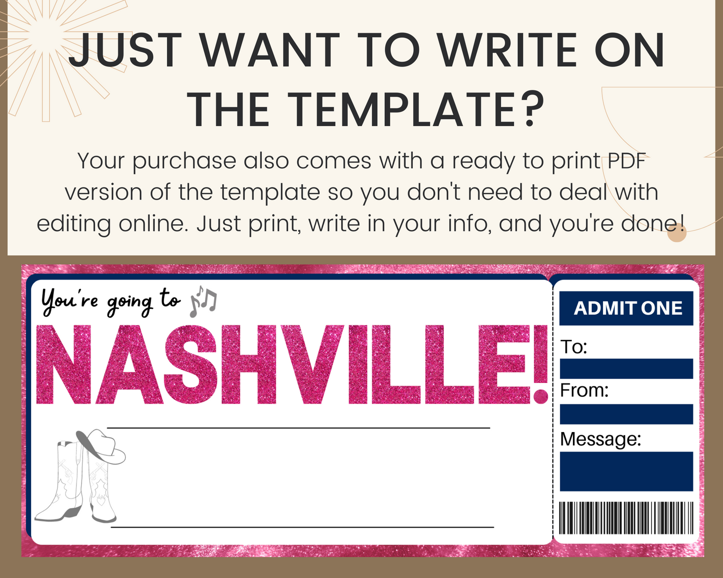 Nashville Boarding Pass Template